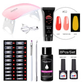 Mobray Complete Poly Nail Gel Kit for Extension Uv Led Building Gel Nail Polish Kit with Nail Lamp All for Manicure