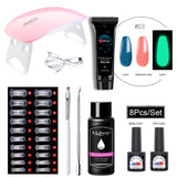Mobray Complete Poly Nail Gel Kit for Extension Uv Led Building Gel Nail Polish Kit with Nail Lamp All for Manicure
