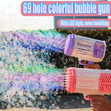 Soap Bubbles Gun Rocket 69 Holes Bubbles Machine Gun Launcher Automatic Blower Soap Toys For Kids Children Gift Pomperos Toys