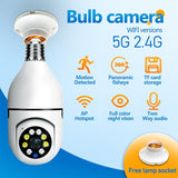5G Bulb E27 Surveillance Camera Full Color Night Vision Automatic Human Tracking Zoom Indoor Security Monitor Wifi Camera